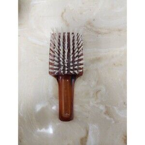 Hair Brush Vintage Nylon Bristle Brown Lucite Made In USA
